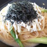 アスパラとタラコのわさびマヨパスタ